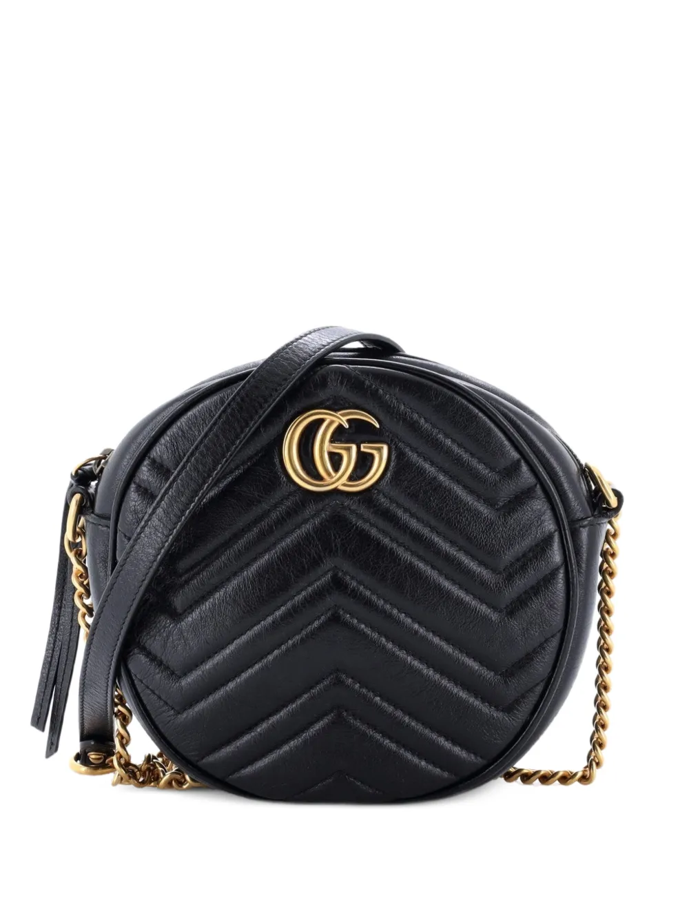 Gucci Pre-Owned GG Marmont Round Shoulder Bag Matelasse Leather Mini crossbody bag - Nero
