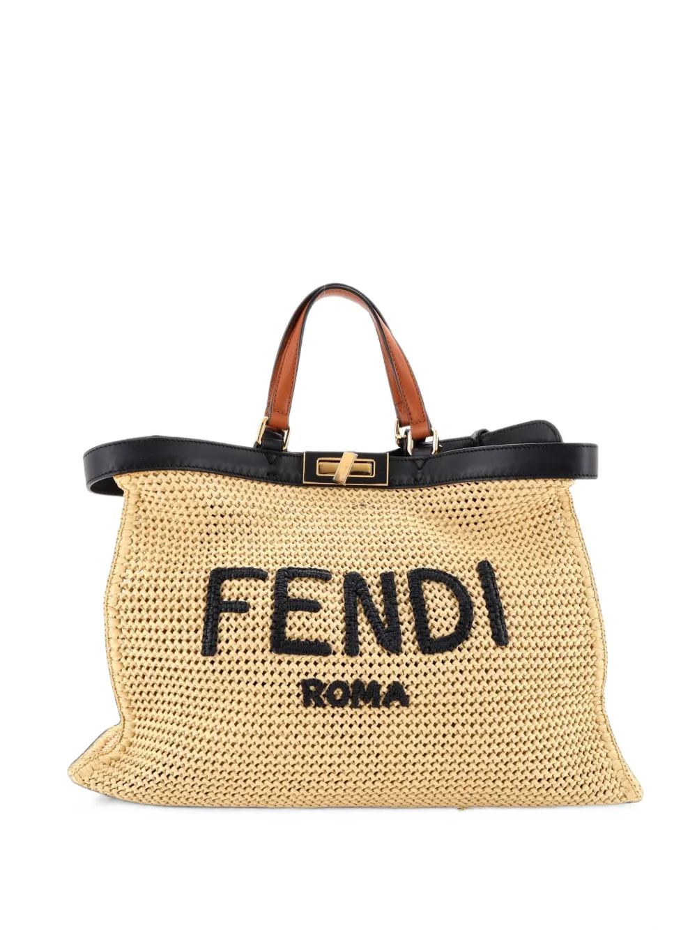 Fendi Pre-Owned Borsa tote Peekaboo X- media in rafia - Toni neutri