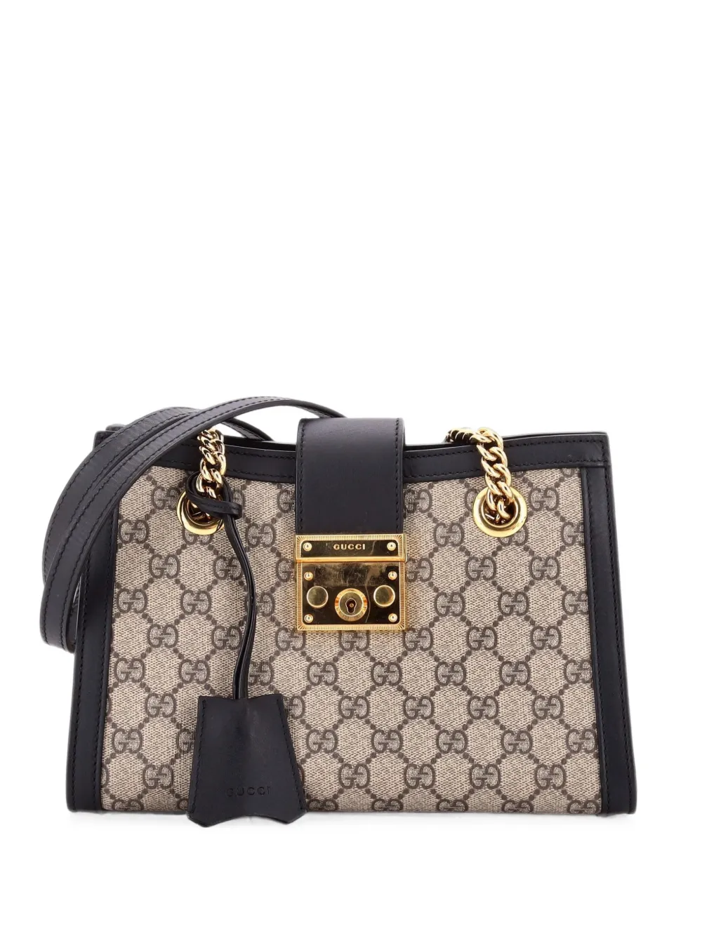 Gucci Pre-Owned Borsa a spalla Padlock piccola in tela cerata GG e pelle con catena - Nero