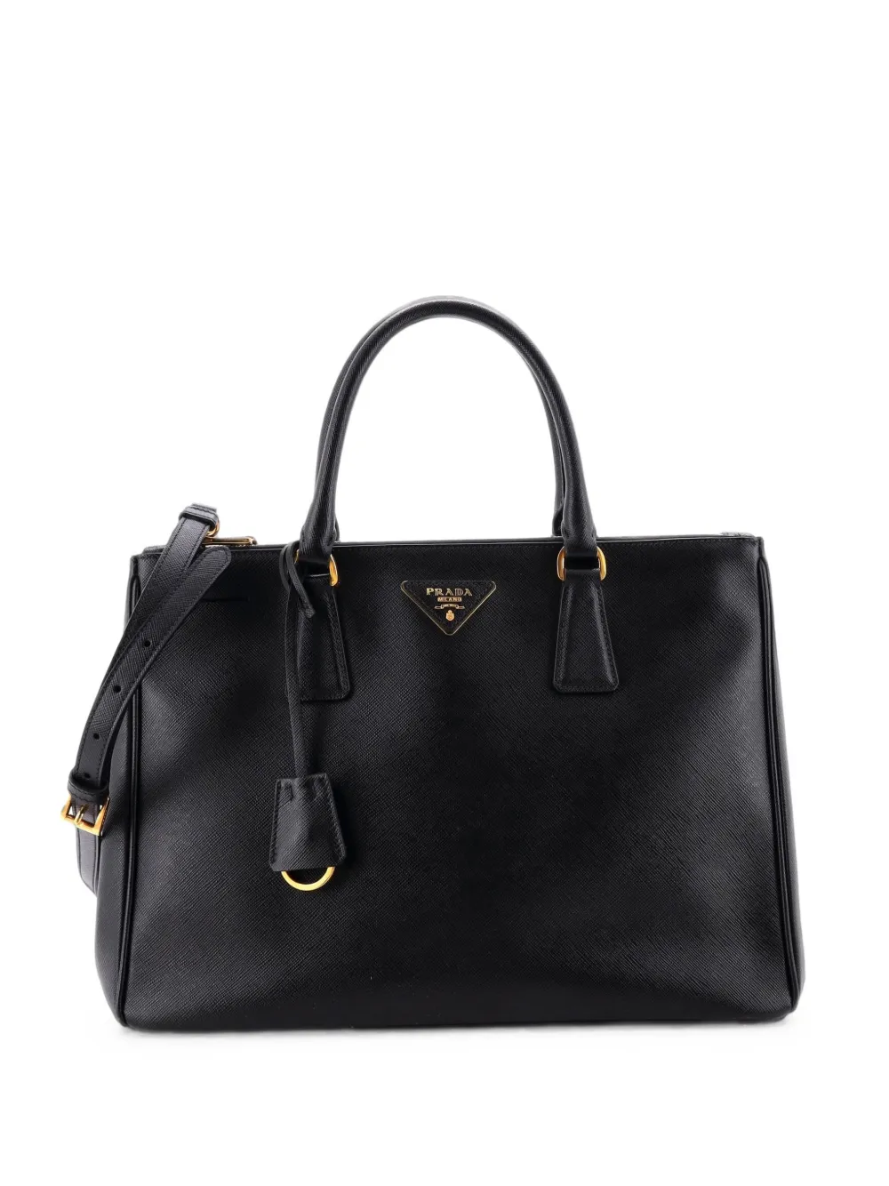 Prada Pre-Owned Borsa tote Lux grande in pelle Saffiano con doppia zip - Nero