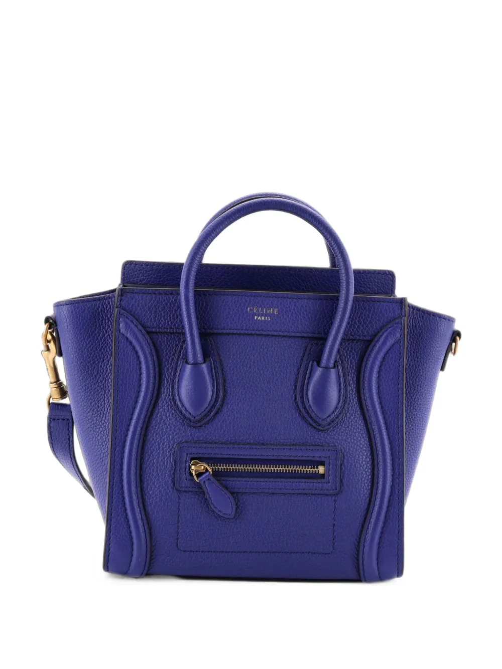 Celine Pre-Owned Luggage Bag Grainy Leather Nano crossbody bag - Blu