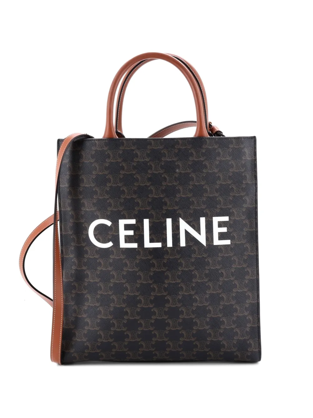 Celine Pre-Owned Vertical Cabas Triomphe Coated Canvas Small tote bag - Brown