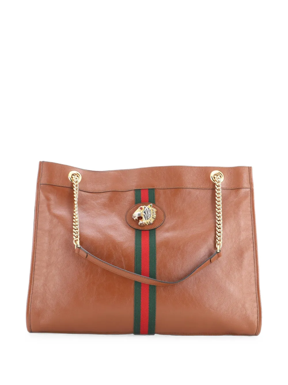 Gucci Pre-Owned Borsa tote Rajah grande in pelle con catena - Marrone