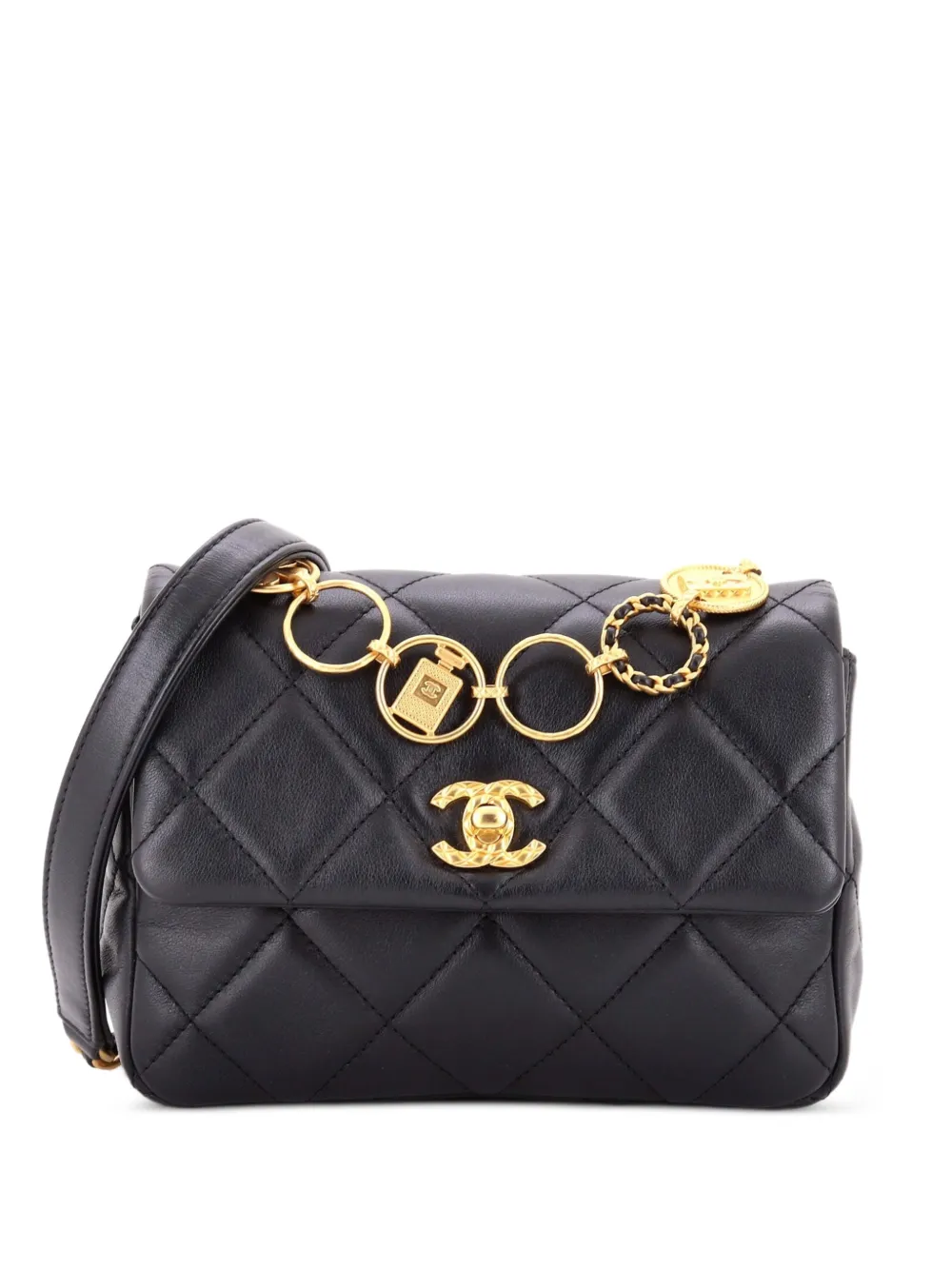 CHANEL Pre-Owned CC Charm Chain Strap Flap Quilted Lambskin Mini shoulder bag - Nero