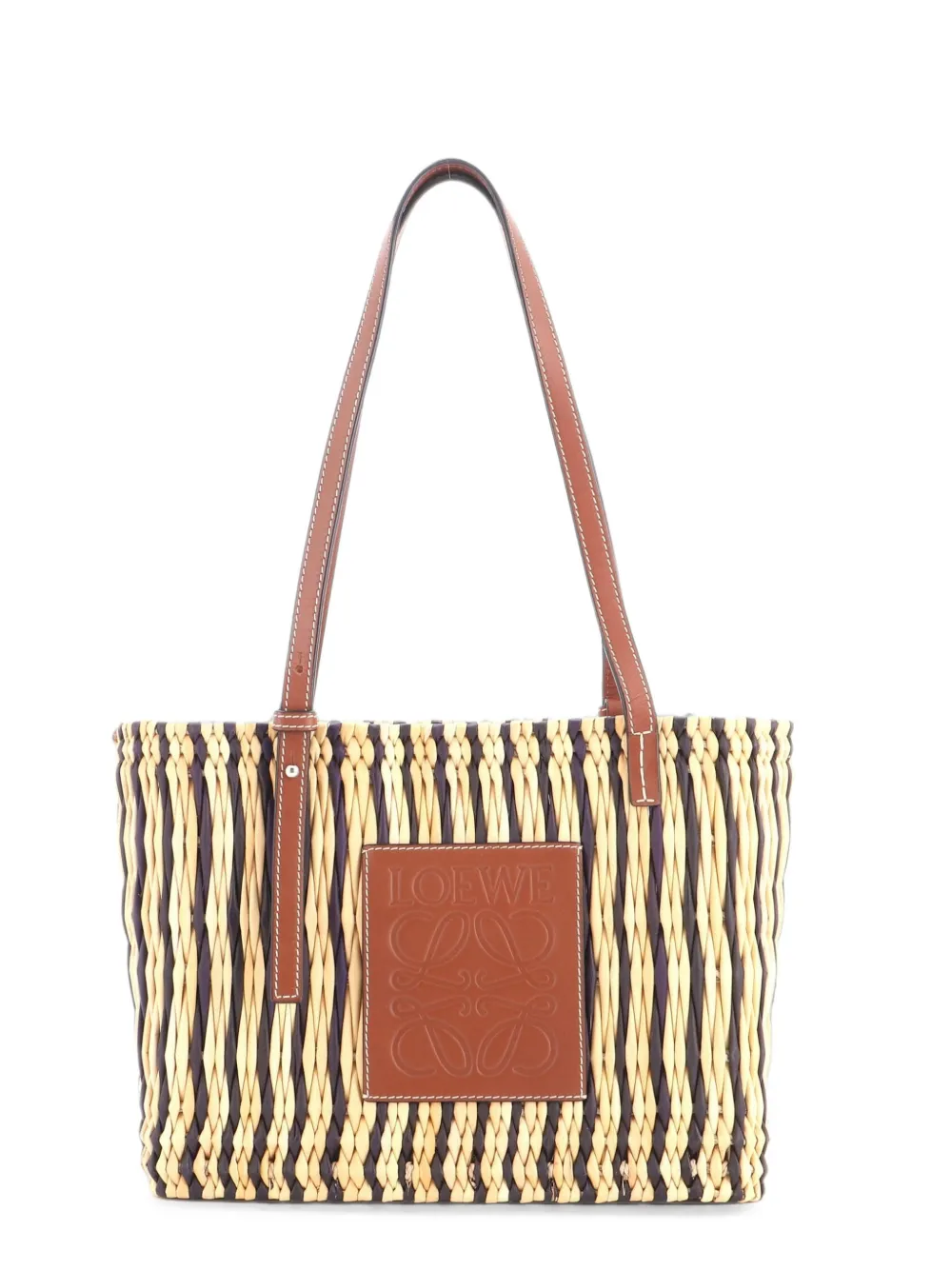 Loewe Pre-Owned Paula's Ibiza Square Basket Woven Reed with Leather Small tote bag - Toni neutri