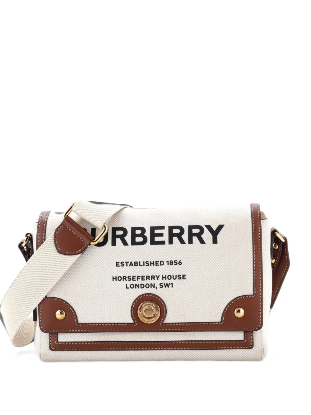 Burberry Pre-Owned Borsa a tracolla Note media in tela e pelle - Toni neutri