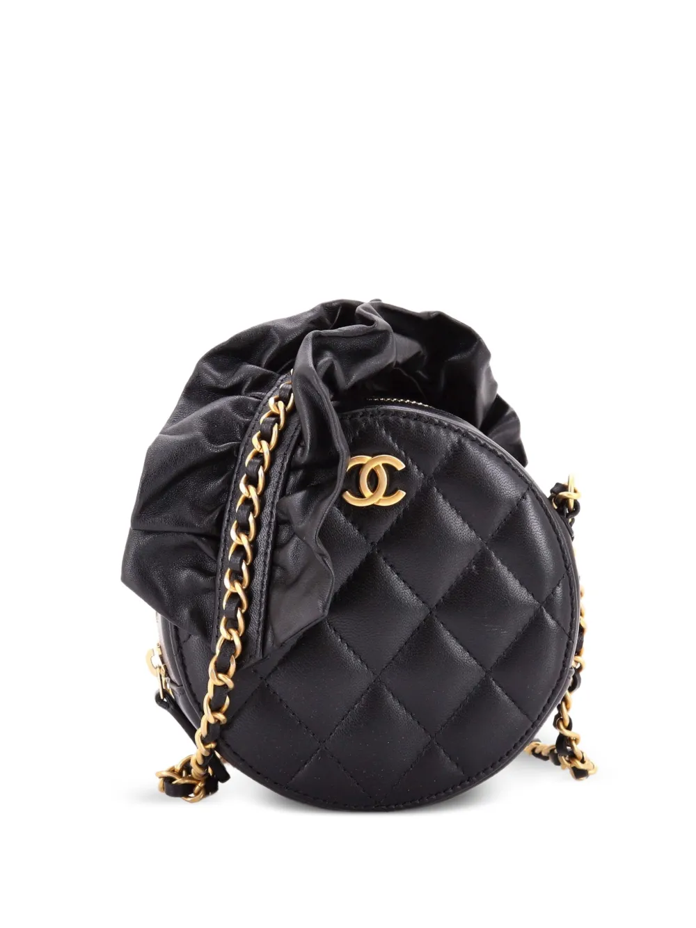 CHANEL Pre-Owned Romance Round Clutch with Chain Quilted Lambskin crossbody bag - Nero