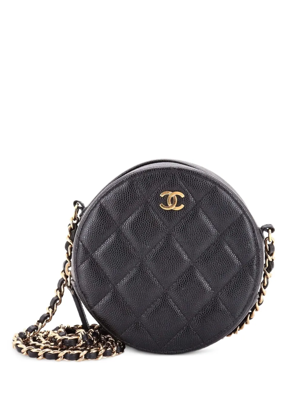 CHANEL Pre-Owned Borsa a tracolla mini in pelle Caviar trapuntata con catena - Nero