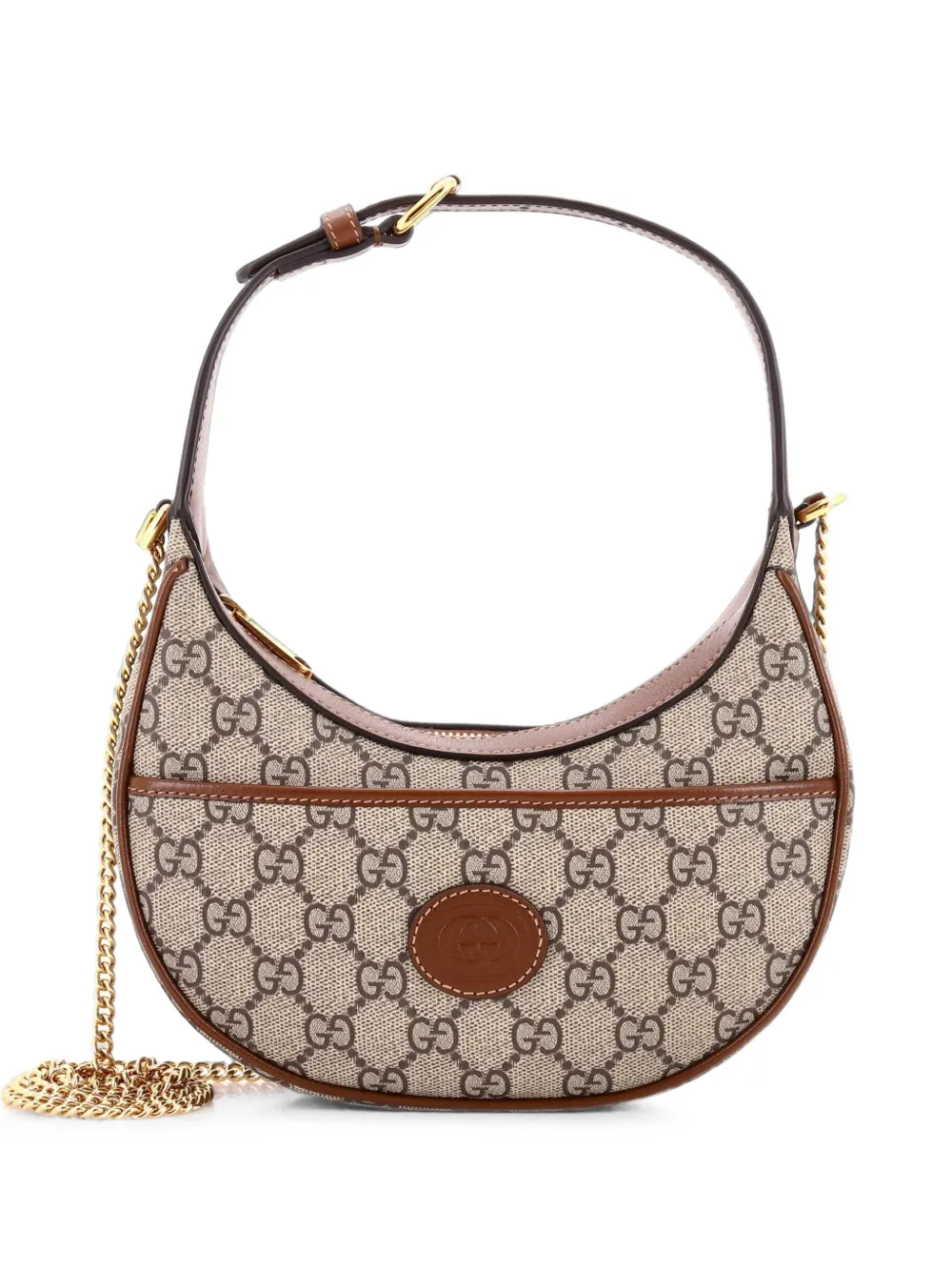Gucci Pre-Owned Borsa passepartout Patch Half Moon mini in tela cerata GG - Marrone