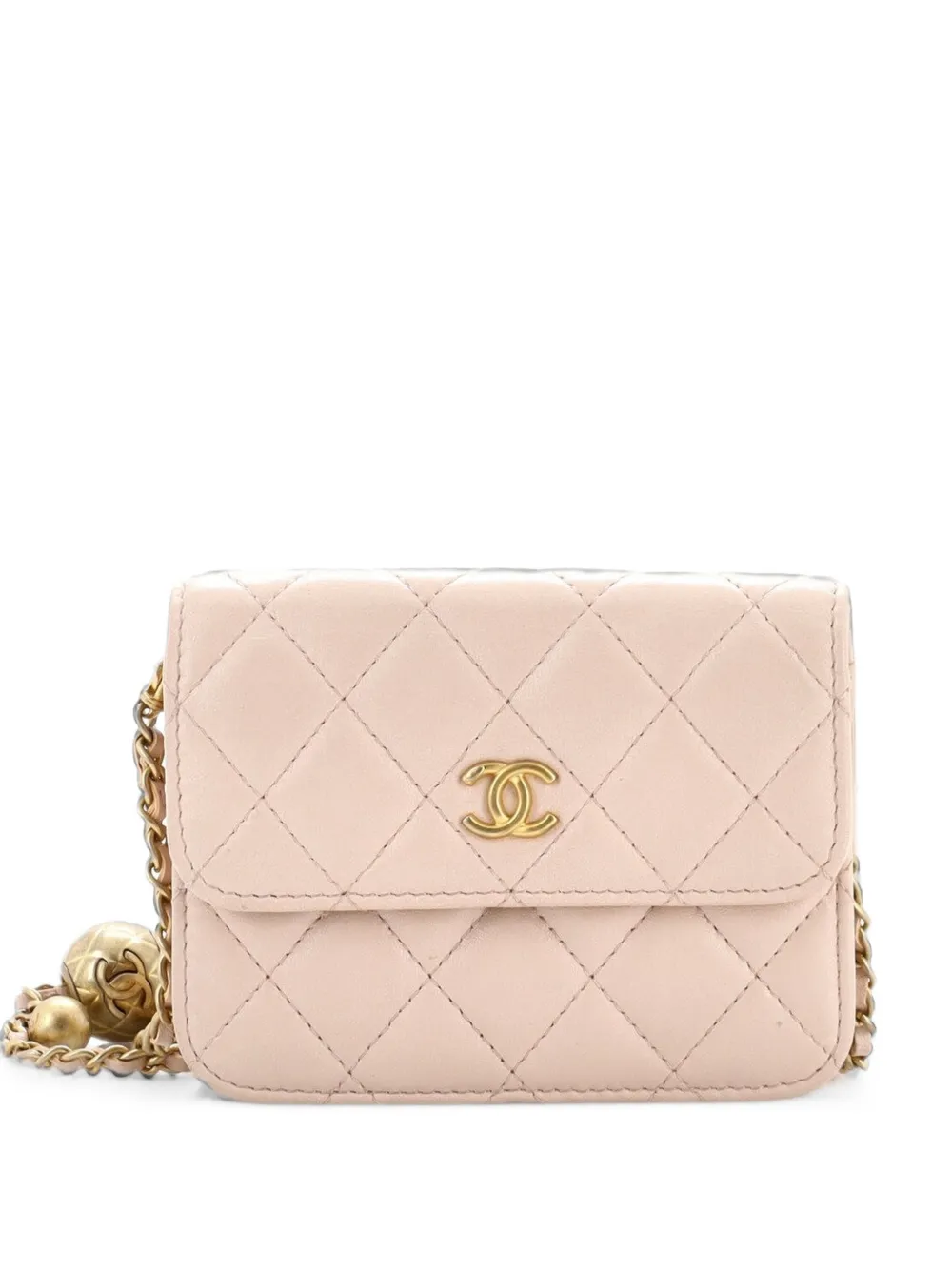 CHANEL Pre-Owned Pearl Crush Flap Clutch with Chain Quilted Lambskin Mini crossbody bag - Toni neutri