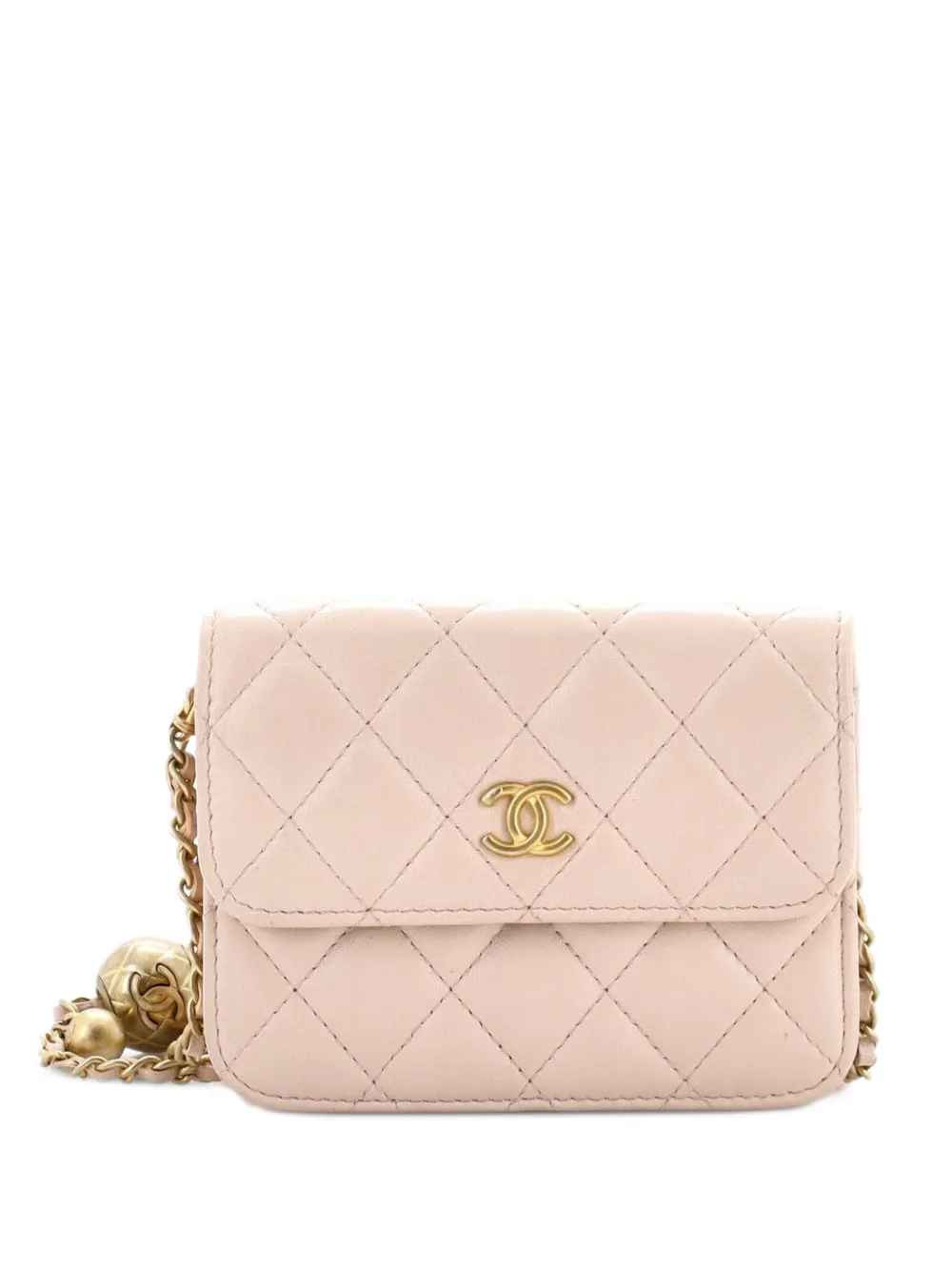 CHANEL Pre-Owned Pearl Crush Flap Clutch with Chain Quilted Lambskin Mini crossbody bag - Toni neutri