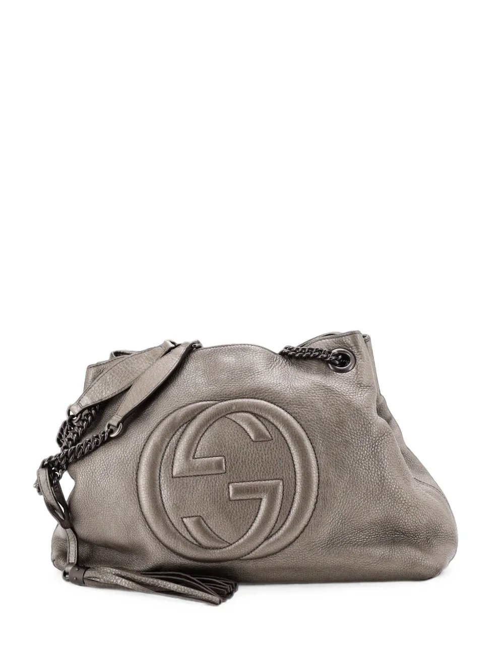 Gucci Pre-Owned Borsa a spalla Soho media in pelle con manici a catena - Grigio
