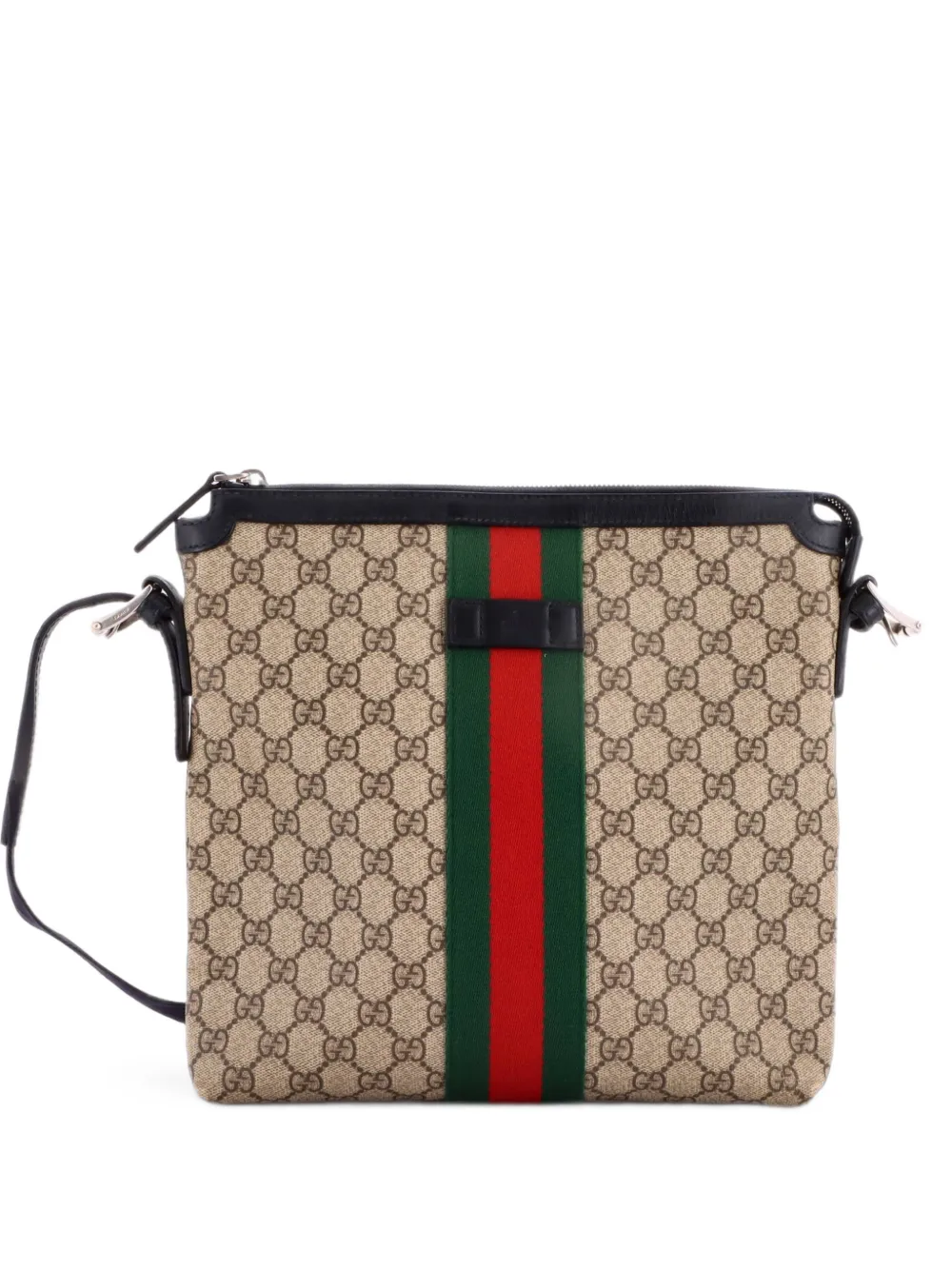 Gucci Pre-Owned Web Messenger Bag GG Coated Canvas Medium crossbody bag - Marrone