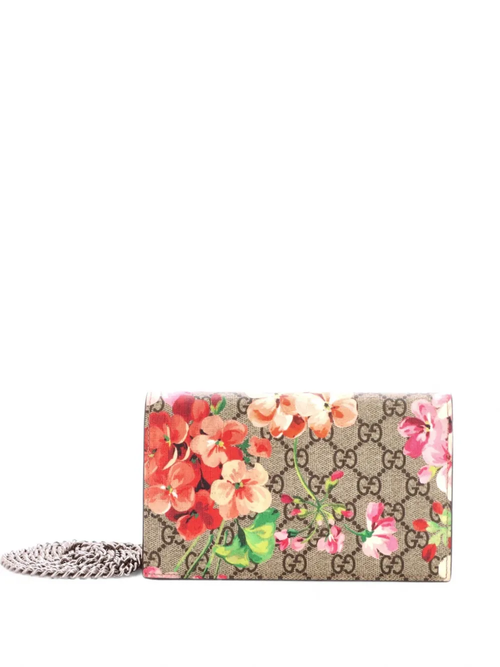 Gucci Pre-Owned Borsa a tracolla in tela cerata GG con stampa a fiori e catena - Rosa