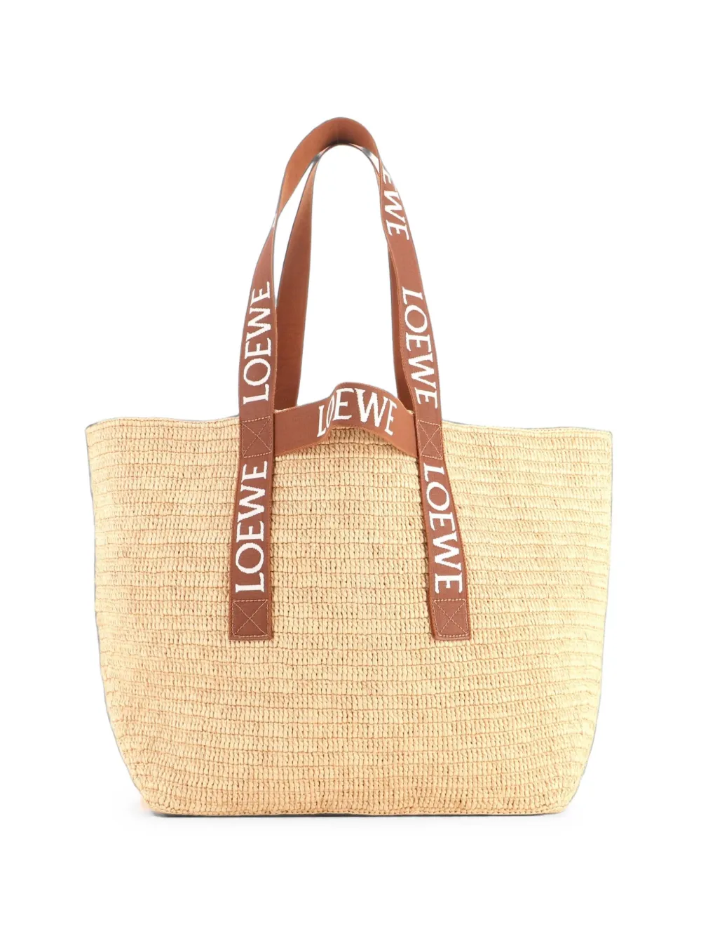 Loewe Pre-Owned Borsa tote media in rafia con logo - Toni neutri