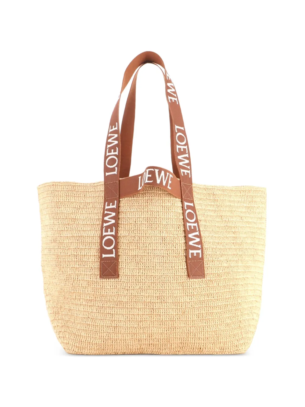 Loewe Pre-Owned Fold Logo Strap Raffia Medium tote bag - Neutrals