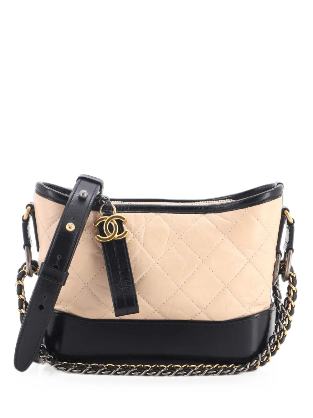 CHANEL Pre-Owned Bicolor Gabrielle Quilted Aged Calfskin Small hobo bag - Nero