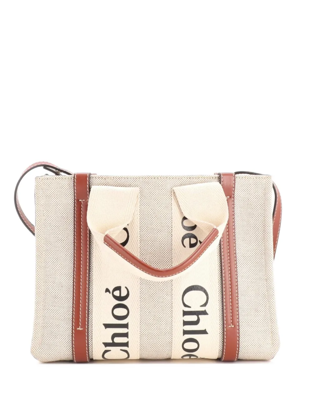 Chloé Pre-Owned Borsa tote Woody piccola convertibile in tela e pelle - Marrone