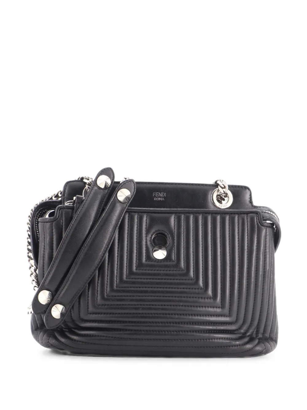 Fendi Pre-Owned Borsa a spalla DotCom Click piccola in pelle trapuntata - Nero
