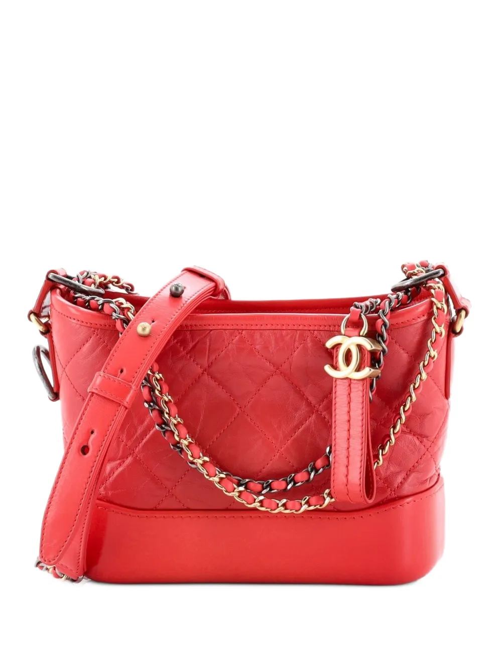 CHANEL Pre-Owned Gabrielle Quilted Aged Calfskin Small hobo bag - Rosso
