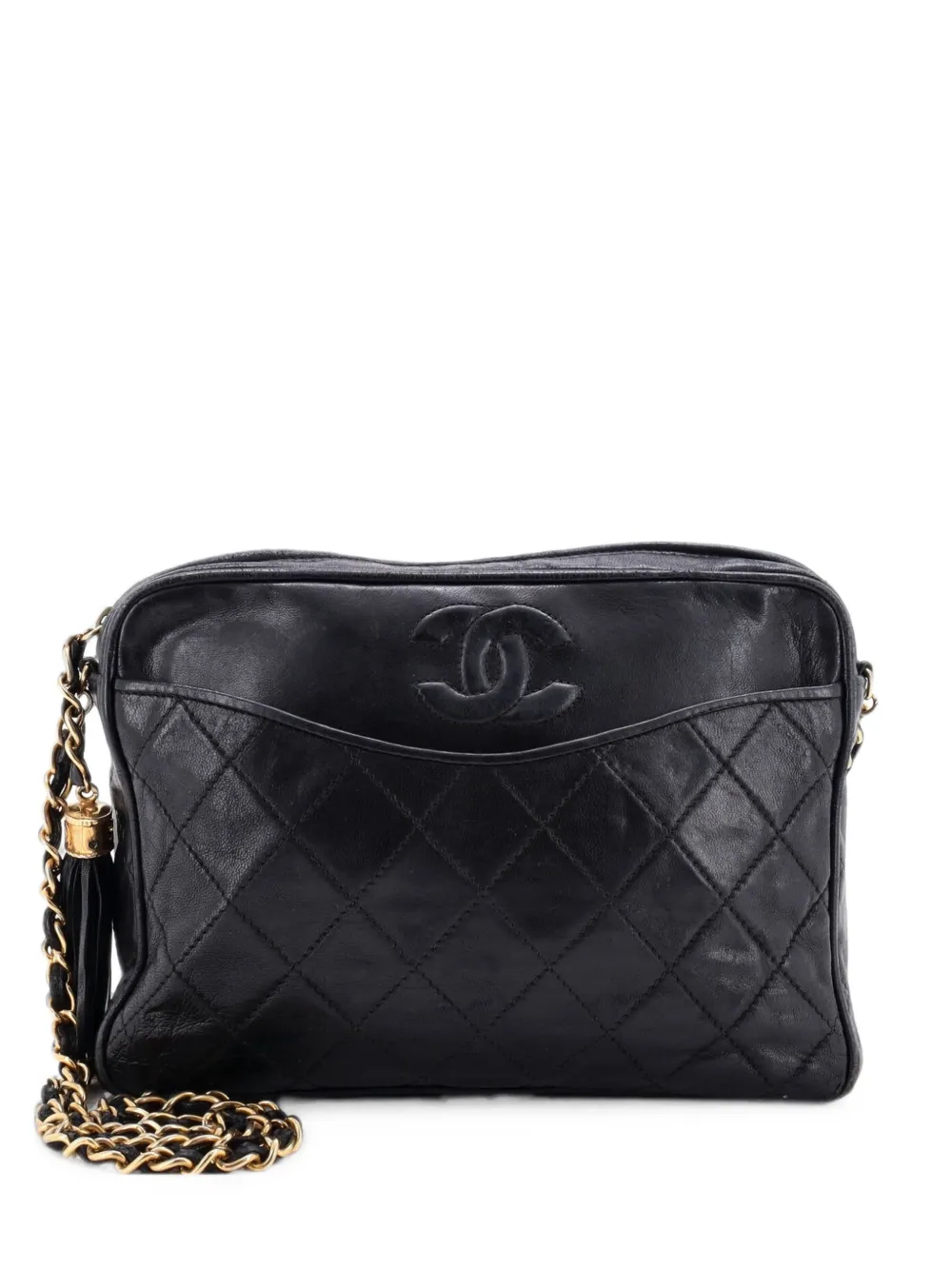CHANEL Pre-Owned Borsa a spalla media in pelle trapuntata con nappa - Nero
