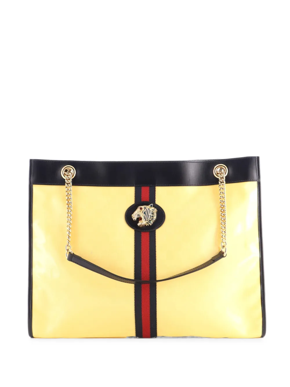 Gucci Pre-Owned Borsa tote Rajah in tela cerata GG con catena - Giallo
