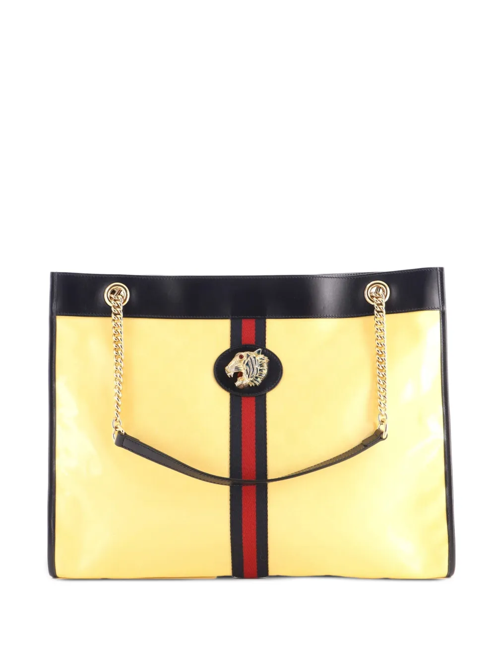 Gucci Pre-Owned Borsa tote Rajah in tela cerata GG con catena - Giallo