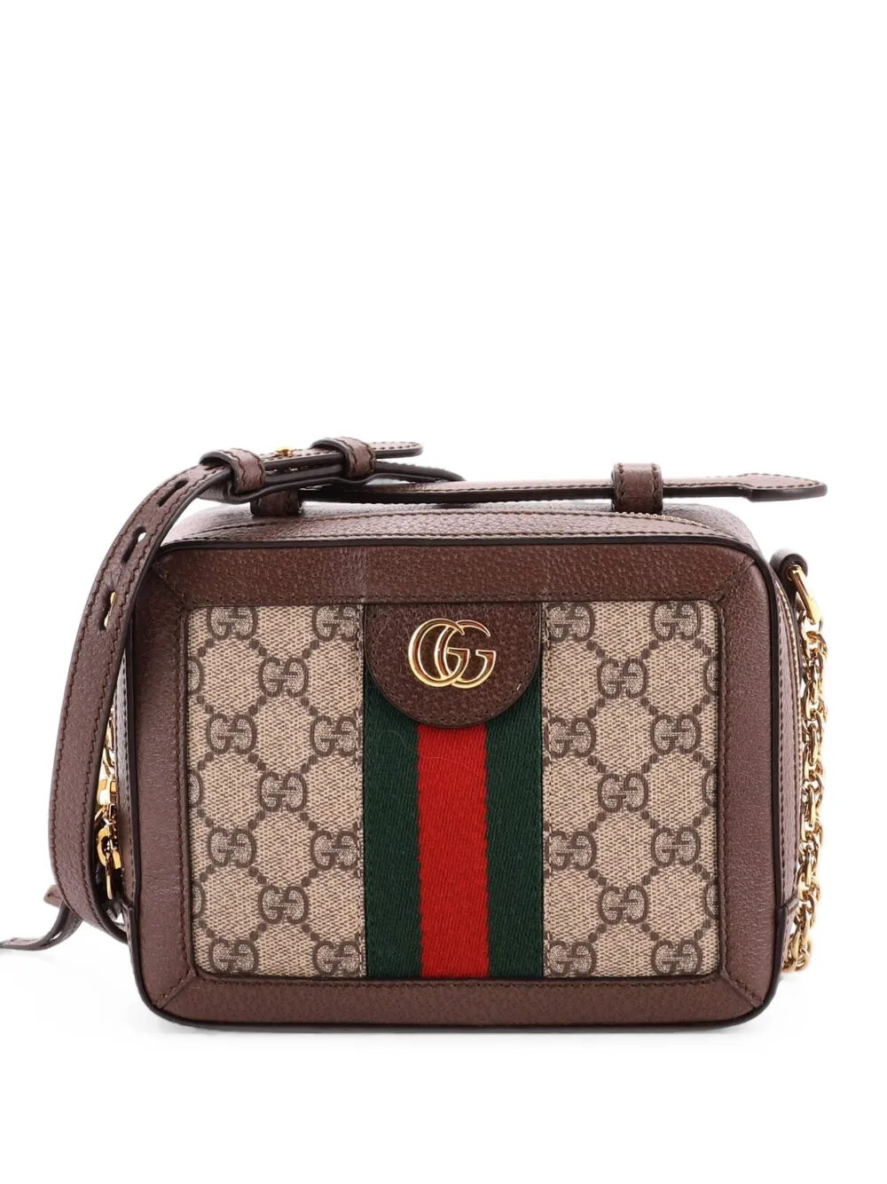 Gucci Pre-Owned Mini Ophidia Zip Around Canvas-Schultertasche mit GG-Beschichtung - Braun