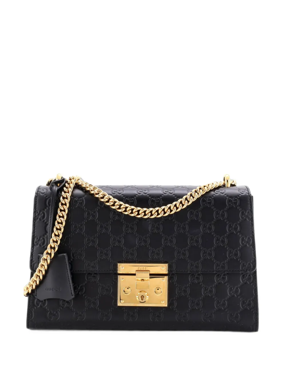 Gucci Pre-Owned Borsa a spalla Padlock media in pelle Guccissima - Nero