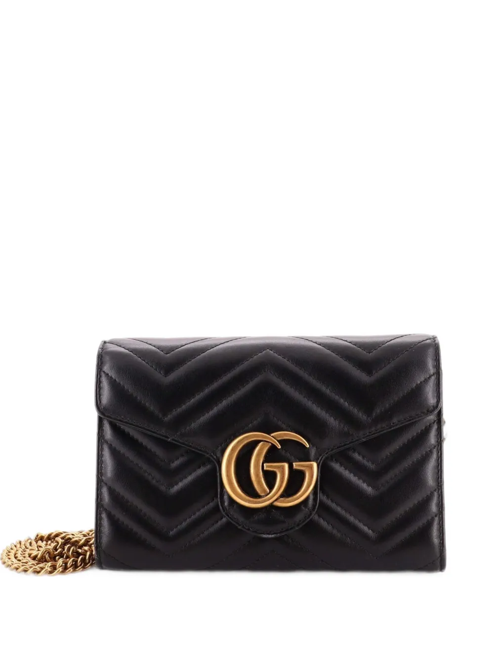 Gucci Pre-Owned Borsa a tracolla GG Marmont mini in pelle matelassé con catena - Nero