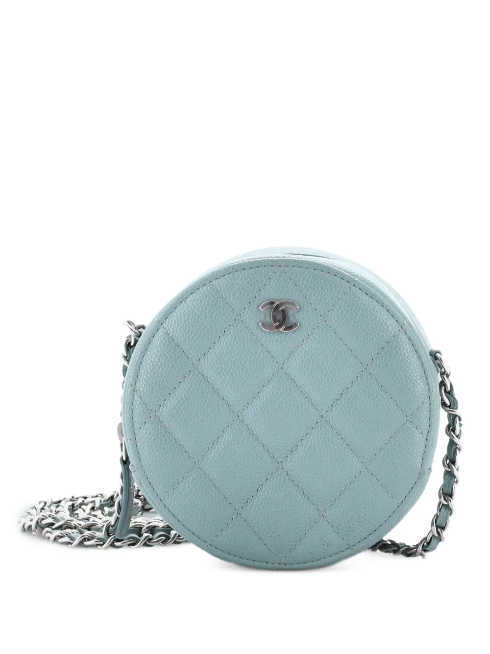 CHANEL Pre-Owned Round Clutch with Chain Quilted Caviar Mini crossbody bag - Blu