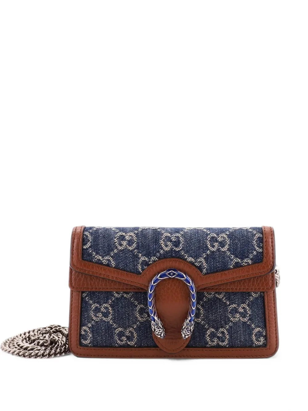 Gucci Pre-Owned Borsa a tracolla Dionysus GG super mini in pelle - Blu