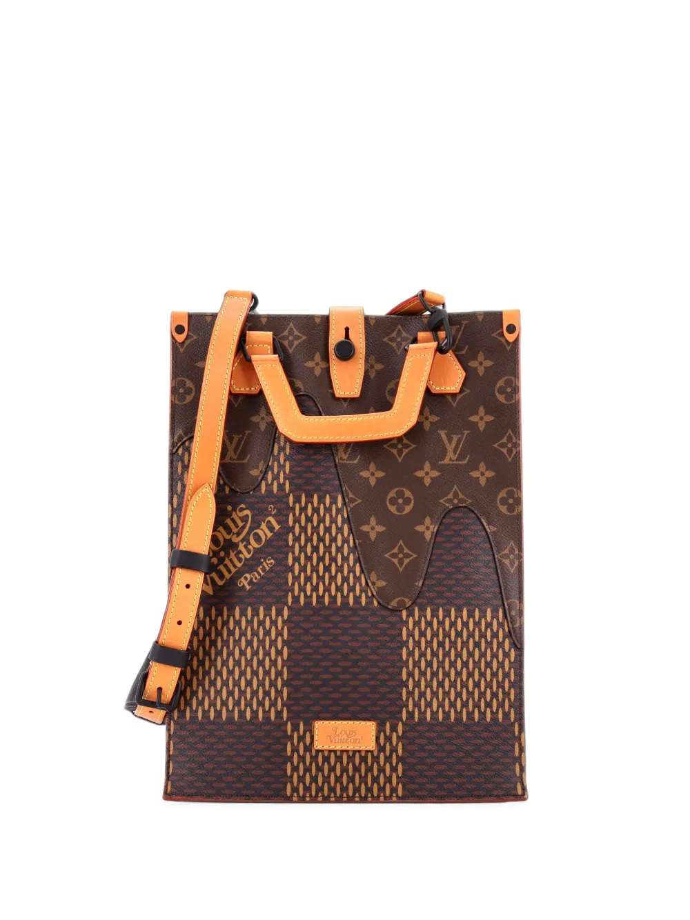 Louis Vuitton Pre-Owned Borsa tote Nigo mini Limited Edition in tela Monogram e Giant Damier - Marrone