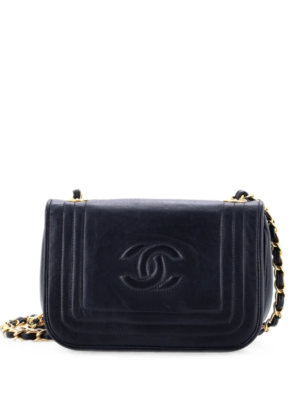 CHANEL Pre-Owned Borsa a spalla CC mini in pelle con battente e impunture - Blu
