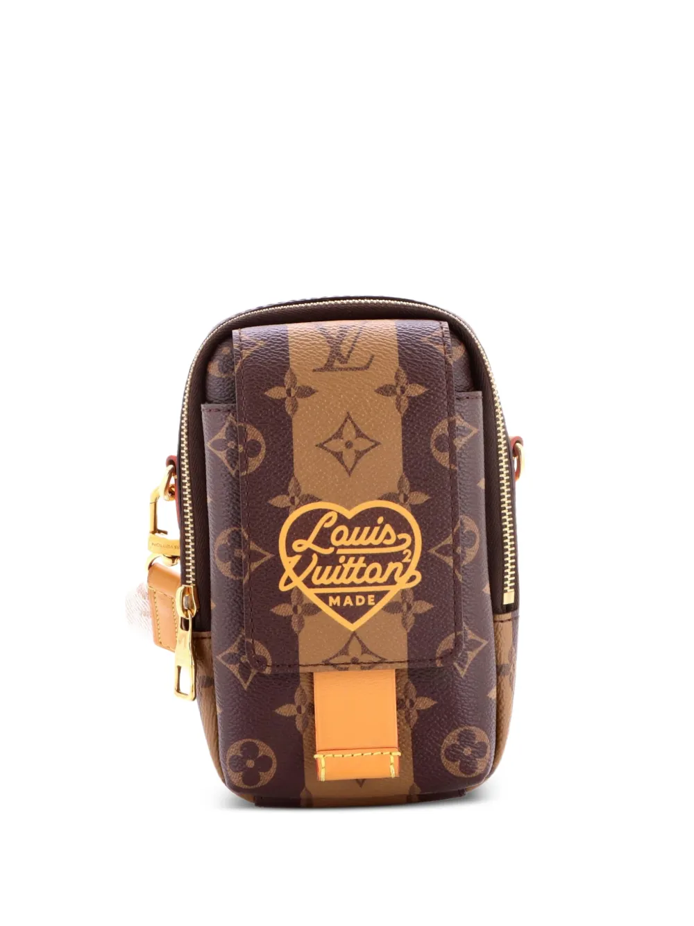 Louis Vuitton Pre-Owned Nigo Flap Double Phone Pouch Limited Edition Stripes Monogram Canvas crossbody bag - Brown