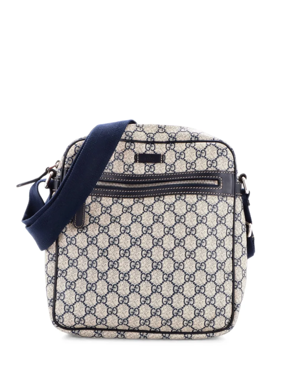 Gucci Pre-Owned Borsa a tracolla media in tela cerata GG con zip - Blu