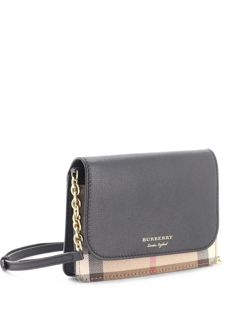 Burberry Pre-Owned Hampshire Wallet on Chain Leather and House Check Canvas crossbody bag - Nero
