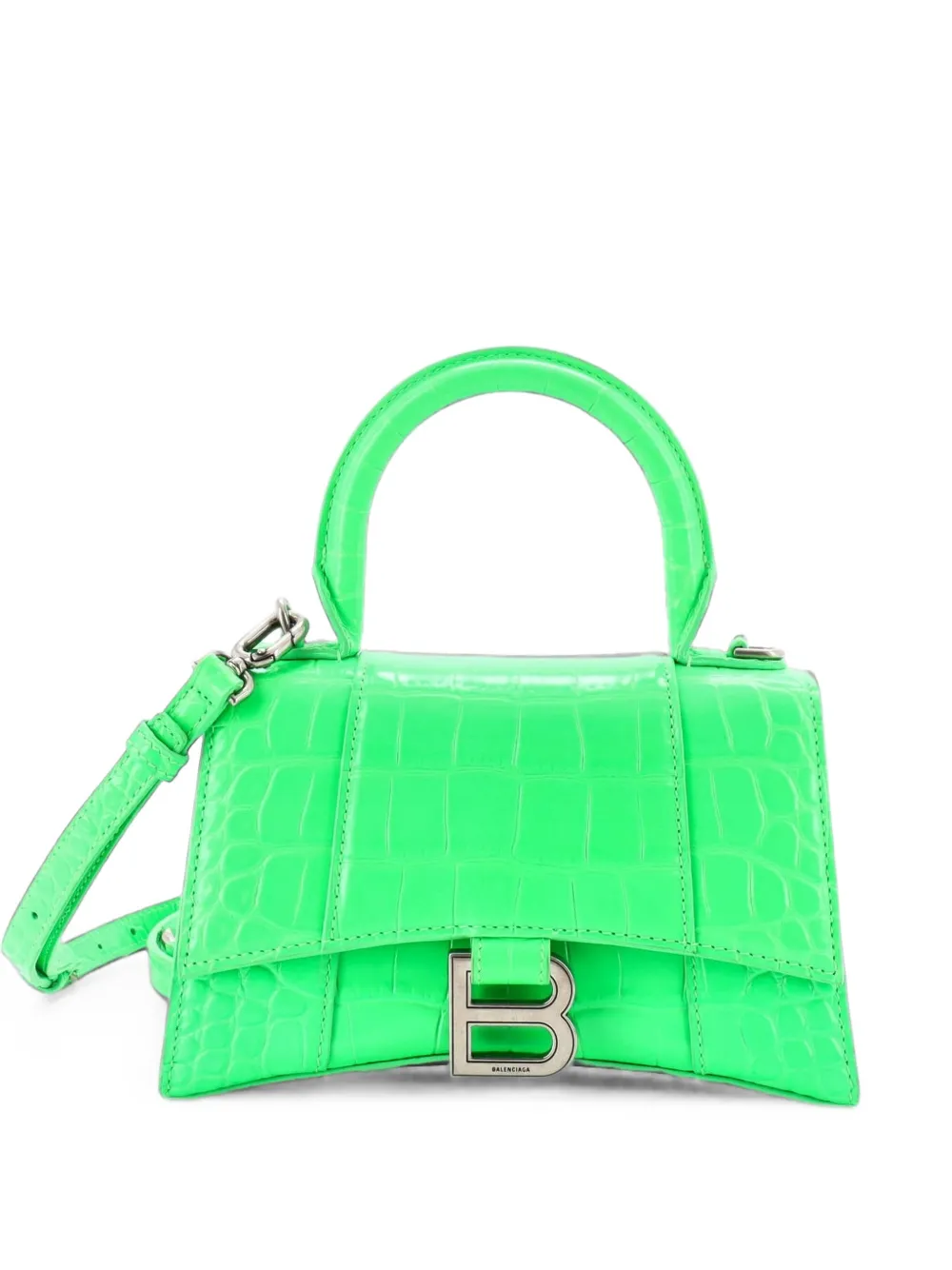 Balenciaga Pre-Owned Borsa a tracolla Hourglass XS in pelle goffrata effetto coccodrillo con manico - Verde
