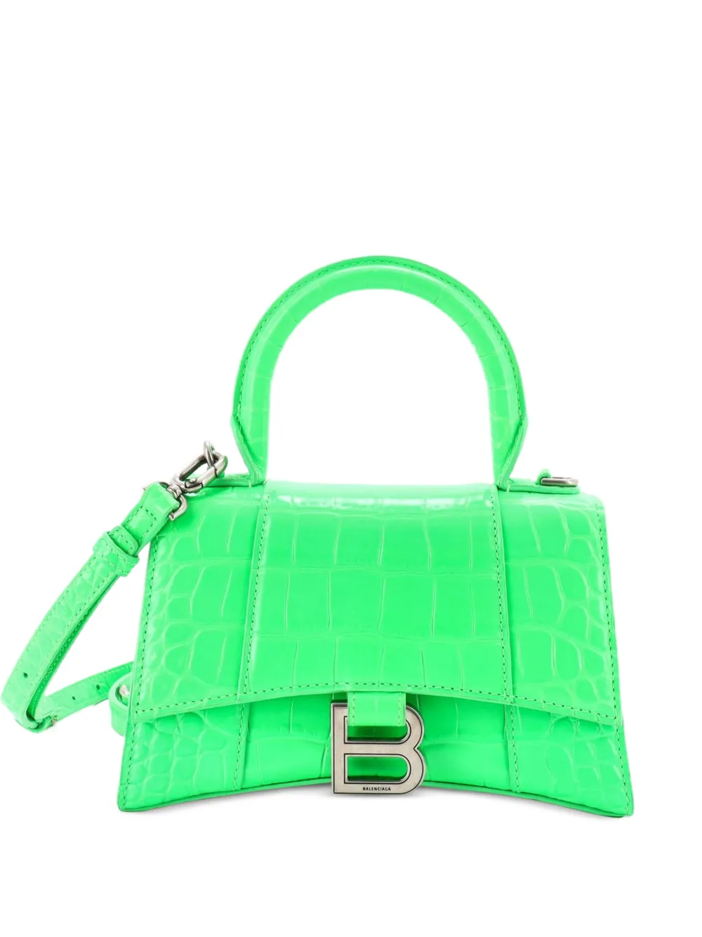 Balenciaga Pre-Owned XS Hourglass Satchel-Tasche aus Leder mit Kroko-Effekt - Grün