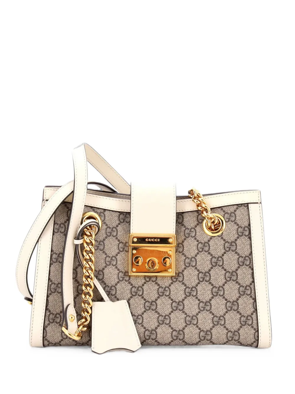 Gucci Pre-Owned Borsa a spalla Padlock piccola in tela cerata GG e pelle con catena - Marrone