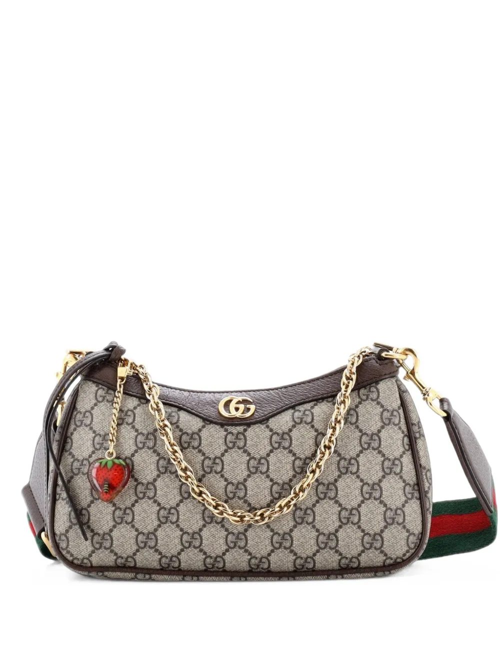 Gucci Pre-Owned Borsa a tracolla Ophidia piccola in tela cerata GG con ciondolo - Marrone