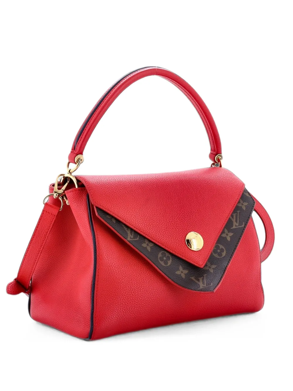 Louis Vuitton Pre-Owned Double V Handbag Calfskin with Monogram Canvas satchel - Rosso