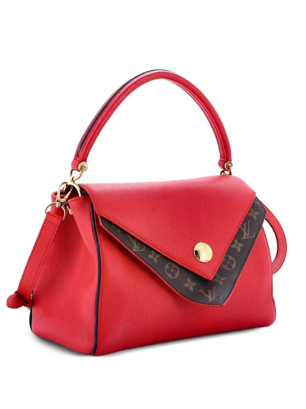 Louis Vuitton Pre-Owned Double V Handbag Calfskin with Monogram Canvas satchel - Rosso