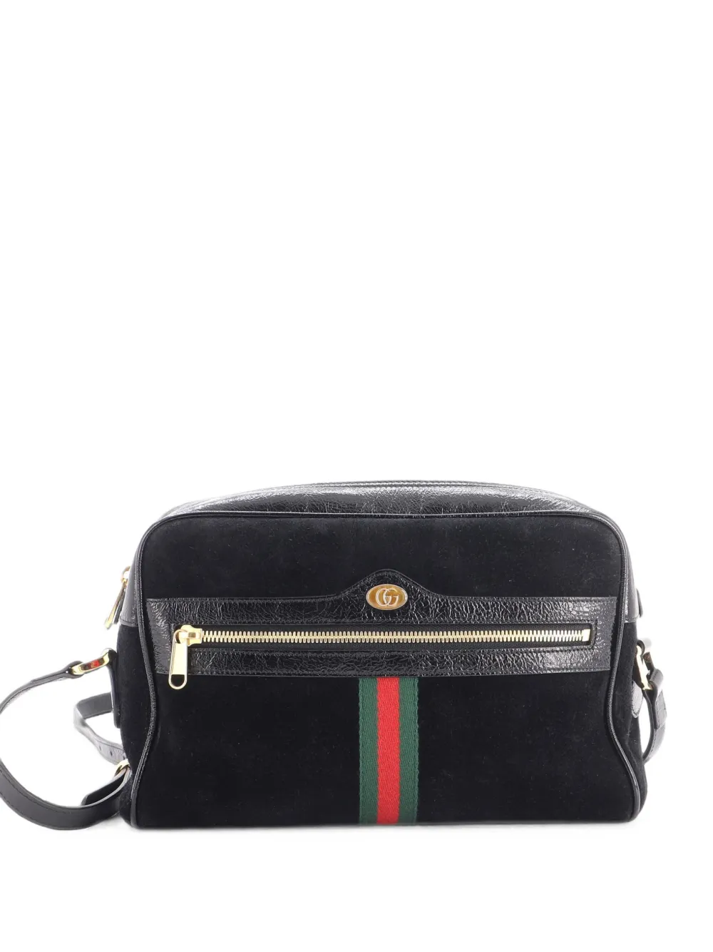 Gucci Pre-Owned Borsa a spalla Ophidia piccola in pelle scamosciata con tracolla - Nero