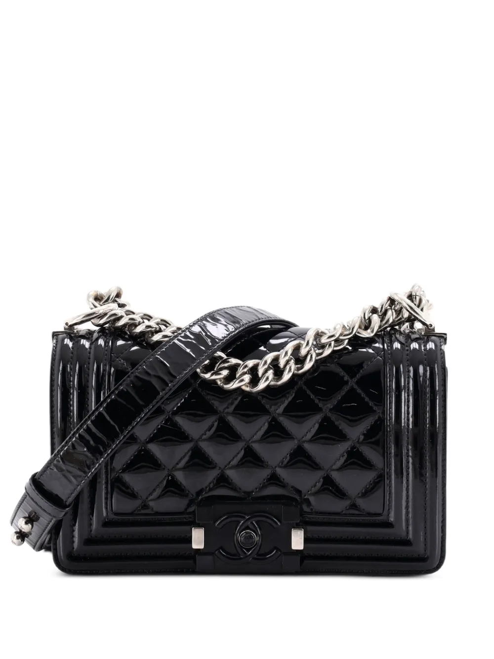 CHANEL Pre-Owned Boy Flap Bag Quilted Patent Small crossbody bag - Nero