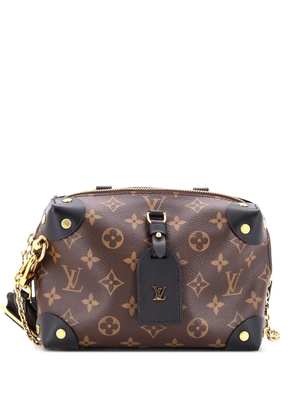 Louis Vuitton Pre-Owned Borsa a mano Petite Malle Souple in pelle e tela con monogramma - Nero