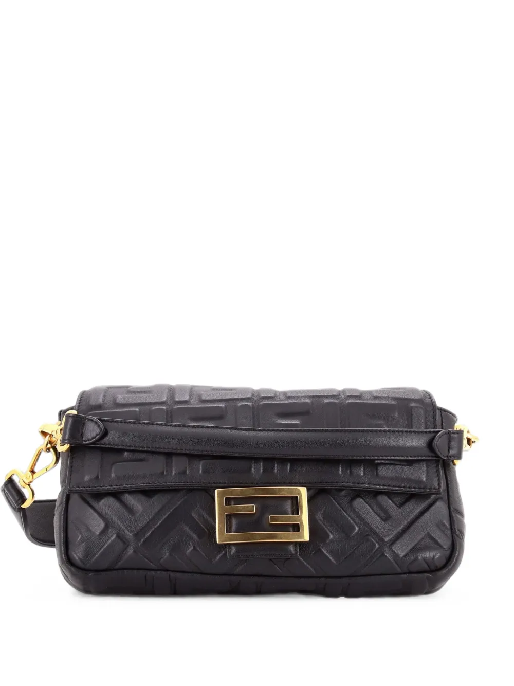 Fendi Pre-Owned Borsa a tracolla Baguette NM media in pelle goffrata con motivo Zucca - Nero