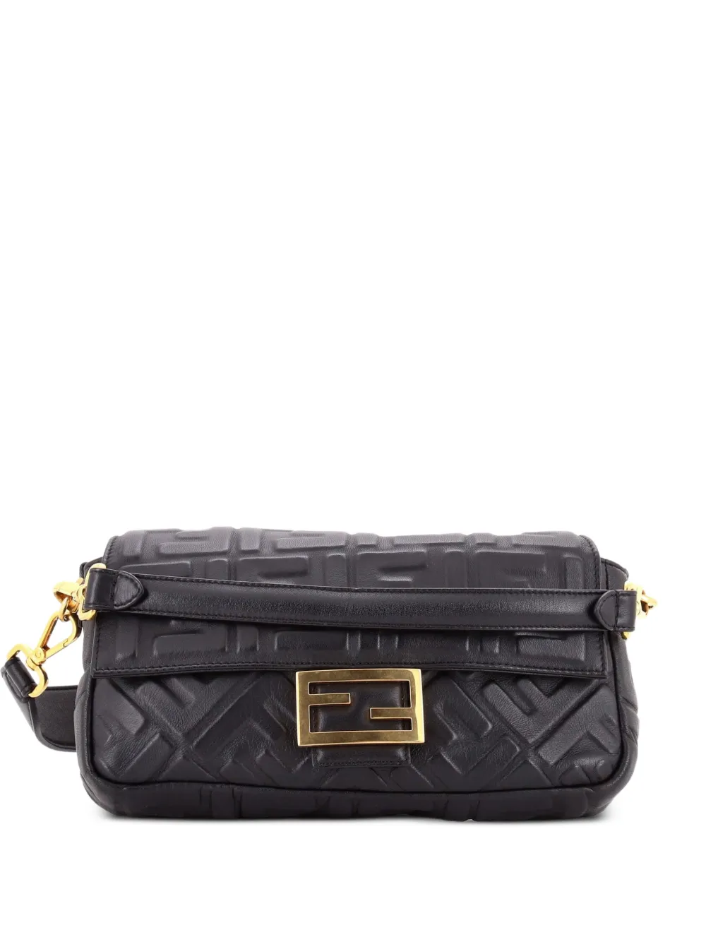 Fendi Pre-Owned Mittelgroße Baguette NM Zucca Umhängetasche aus Leder mit Prägung - Schwarz