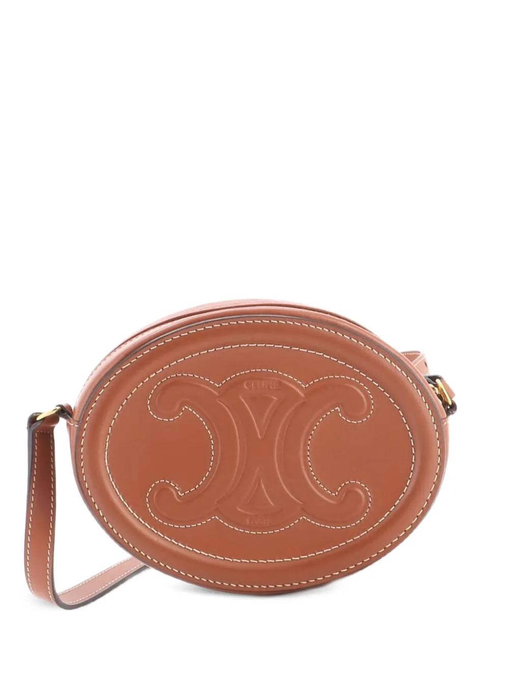 Celine Pre-Owned Borsa a tracolla Triomphe ovale mini in pelle - Marrone