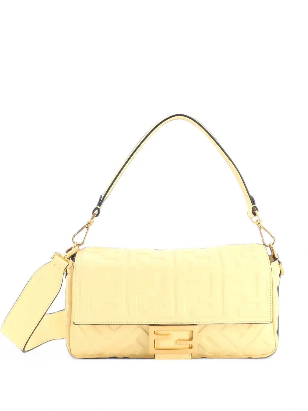 Fendi Pre-Owned Borsa a tracolla Baguette NM media in pelle goffrata con motivo Zucca - Giallo